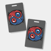 Rote und blaue Yin-Yang-Drachen Ausweis (Vorder- & Rückseite)