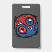 Rote und blaue Yin-Yang-Drachen Ausweis (Rückseite)