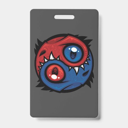 Rote und blaue Yin-Yang-Drachen Ausweis (Vorderseite)