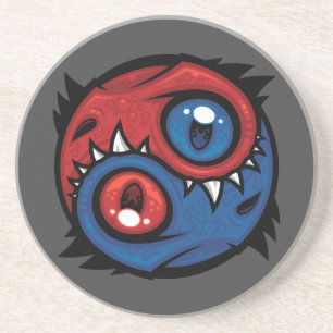 Rote und blaue Yin-Yang-Drachen Getränkeuntersetzer