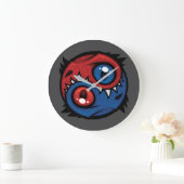 Rote und blaue Yin-Yang-Drachen Große Wanduhr (Zuhause)