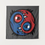 Rote und blaue Yin-Yang-Drachen Wandteppich (Vorderseite (Horizontal))