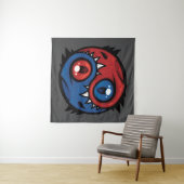 Rote und blaue Yin-Yang-Drachen Wandteppich (Beispiel (Horizontal))