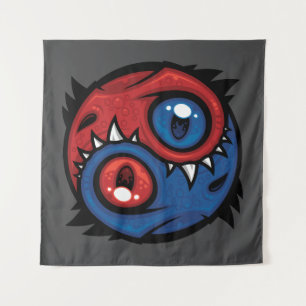 Rote und blaue Yin-Yang-Drachen Wandteppich