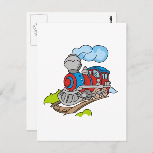 rote und blaue Zugtränke und Geschenke Postkarte (Vorne/Hinten)