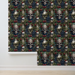 Rote und blaugotische Skulls Rose Keltische Knüpfa Tapete