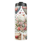 ROTE UND BLUE PATCHWORK VALENTINE HERZEN & LIEBE N THERMOSBECHER (Vorderseite)