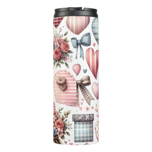 ROTE UND BLUE PATCHWORK VALENTINE HERZEN & LIEBE N THERMOSBECHER (Rückseite)