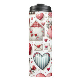 ROTE UND BLUE PATCHWORK VALENTINE HERZEN & LIEBE N THERMOSBECHER