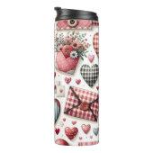 ROTE UND BLUE PATCHWORK VALENTINE HERZEN & LIEBE N THERMOSBECHER (Nach rechts gedreht)