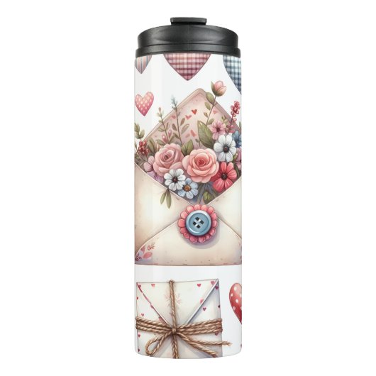 ROTE UND BLUE PATCHWORK VALENTINE HERZEN & LIEBE N THERMOSBECHER (Vorderseite)