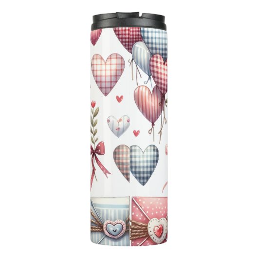 ROTE UND BLUE PATCHWORK VALENTINE HERZEN & LIEBE N THERMOSBECHER (Rückseite)