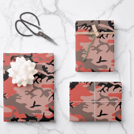 Rote und braune Camouflage, Militär, Armee Geschenkpapier Set (Vorderseite)