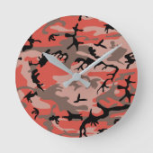 Rote und braune Camouflage, Militär, Armee Runde Wanduhr (Vorderseite)