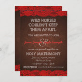 Rote und braune Hochzeit Einladung (Vorne/Hinten)