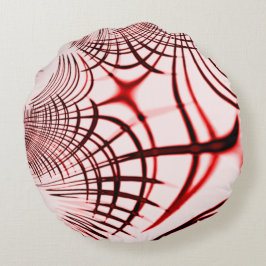 Rote und braune Kurven auf hellem Hintergrund Rundes Kissen