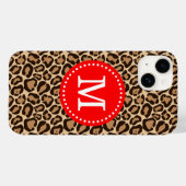 Rote und braune Leopard-Printmonogramm Case-Mate iPhone Hülle (Rückseite (Horizontal))