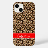 Rote und braune Leopard-Printmonogramm Case-Mate iPhone Hülle (Rückseite)