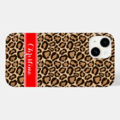 Rote und braune Leopard-Printmonogramm Case-Mate iPhone Hülle (Rückseite (Horizontal))