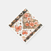 Rote und braune Schmetterlingskunst Serviette (Ecke)