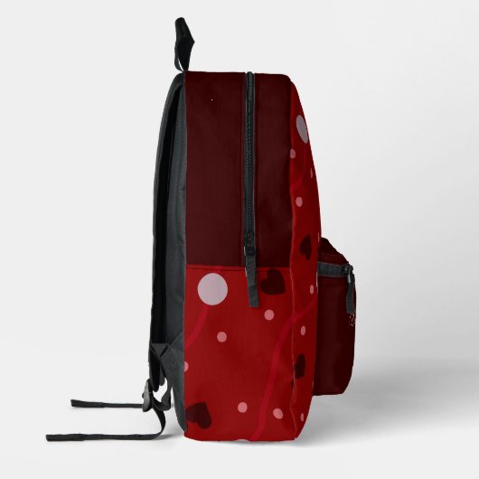 Rote und Burgundy Polka Dots and Hearts Valentine Bedruckter Rucksack (Links)