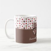 Rote und Cappuccino Polka Dots and Chocolate Ribbo Kaffeetasse (Links)