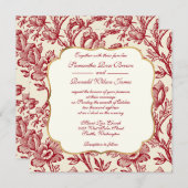 Rote und Creme Tulips französische Dekoration Einladung (Vorne/Hinten)