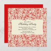 Rote und Creme Vintage Feiertage Einladung (Vorne/Hinten)