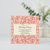 Rote und Creme Vintage Feiertage Einladung (Stehend Vorderseite)