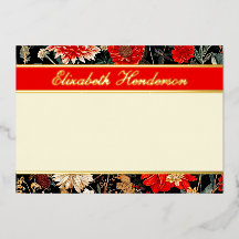 Rote und cremefarbene florale horizontale Folien-P