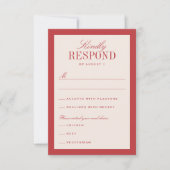 Rote und cremefarbene Hochzeit RSVP Karte (Vorderseite)
