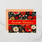 Rote und cremefarbene Tapete Postkarte (Vorderseite/Rückseite)