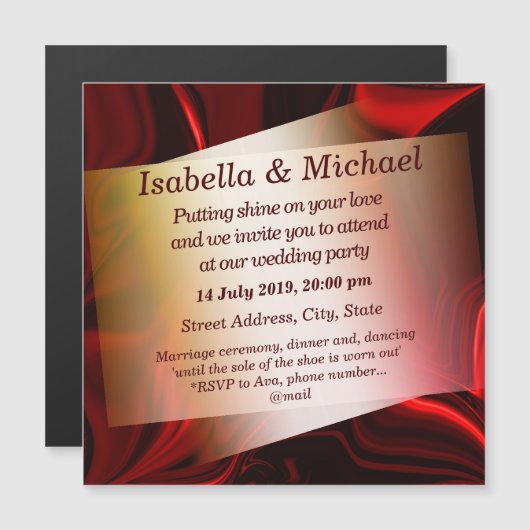 Rote und dunkle Kurven auf dunklem Hintergrund Magneteinladung (Vorne/Hinten)