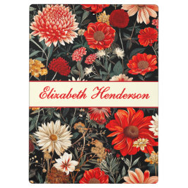 Rote und dunkle schwarze Blütenwand Klemmbrett