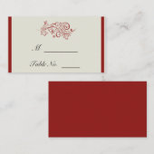 Rote und Elfenbein Filigree Vintage Hochzeiten Pla Platzkarte (Vorne/Hinten)