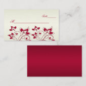 Rote und Elfenbeinflorale Placecards Platzkarte (Vorne/Hinten)