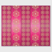 Rote und Fuchsia Streifen mit Goldmonden und -star Geschenkpapier (Flach)