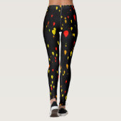 Rote und gelbe Ballons schwarzer Hintergrund Leggings (Rückseite)