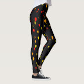 Rote und gelbe Ballons schwarzer Hintergrund Leggings (Rechts)