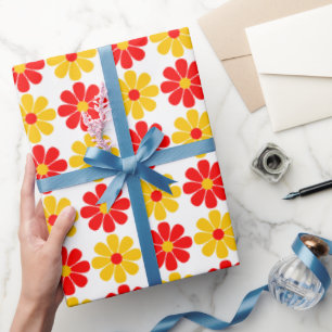Rote und gelbe Blume Geschenkpapier