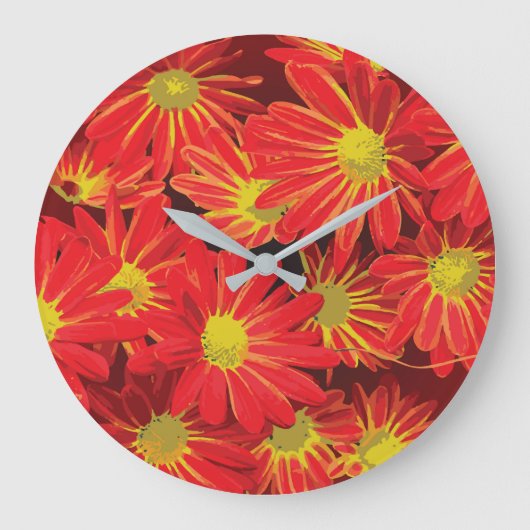 Rote und gelbe Blumen 1 Große Wanduhr (Vorderseite)