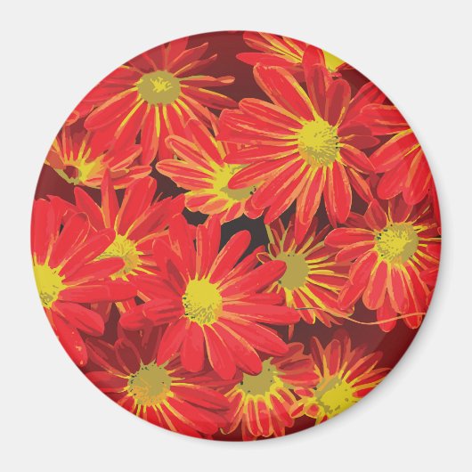 Rote und gelbe Blumen 1 Magnet (Vorne)
