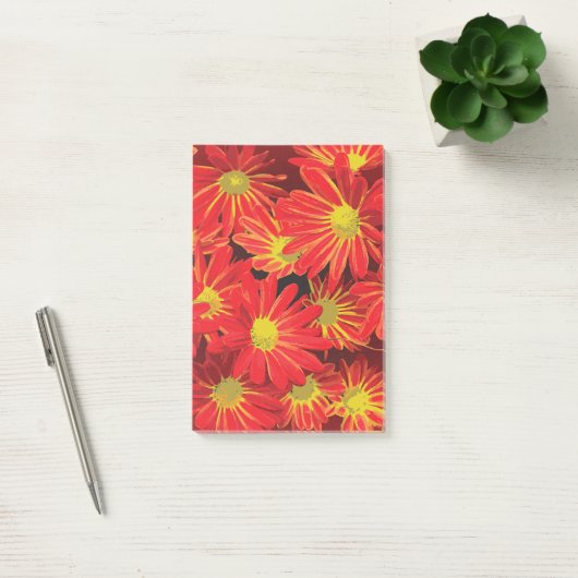 Rote und gelbe Blumen 1 Post-it Klebezettel (Büro)