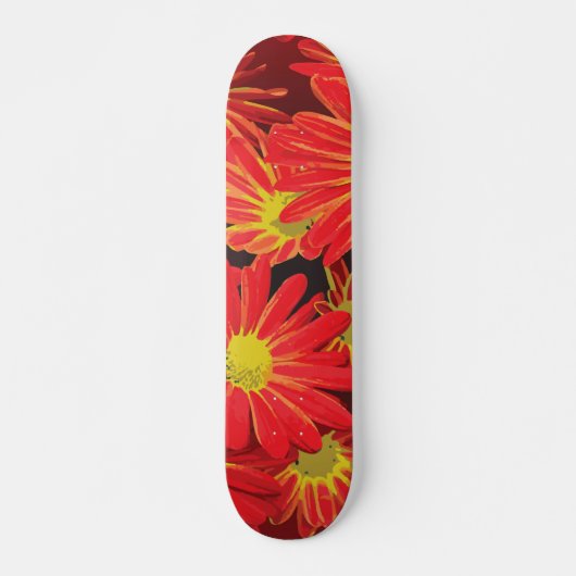 Rote und gelbe Blumen 1 Skateboard (Vorne)