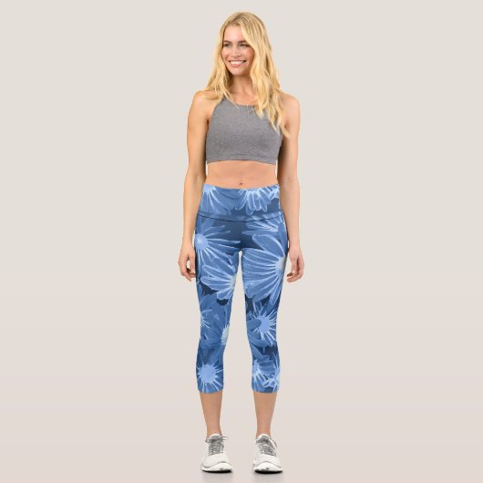 Rote und gelbe Blumen 3 Capri Leggings (Vorderseite)