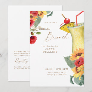 Rote und gelbe Blumen Hochzeitsbrunch Bunt Einladung
