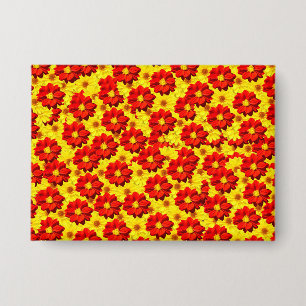 Rote und gelbe Dahlien-Blume Button