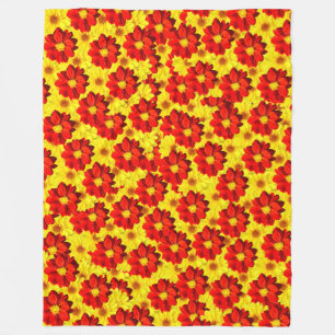 Rote und gelbe Dahlien-Blume Fleecedecke