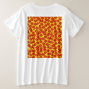 Rote und gelbe Dahlien-Blume Große Größe T-Shirt