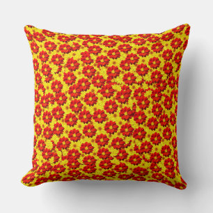 Rote und gelbe Dahlien-Blume Kissen